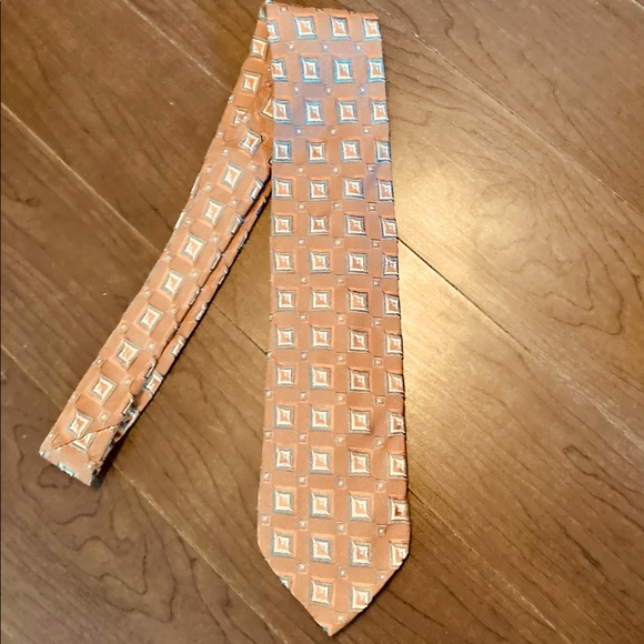 Ermenegildo Zenga Salmon Pink Square Silk Tie - Picture 1 of 3